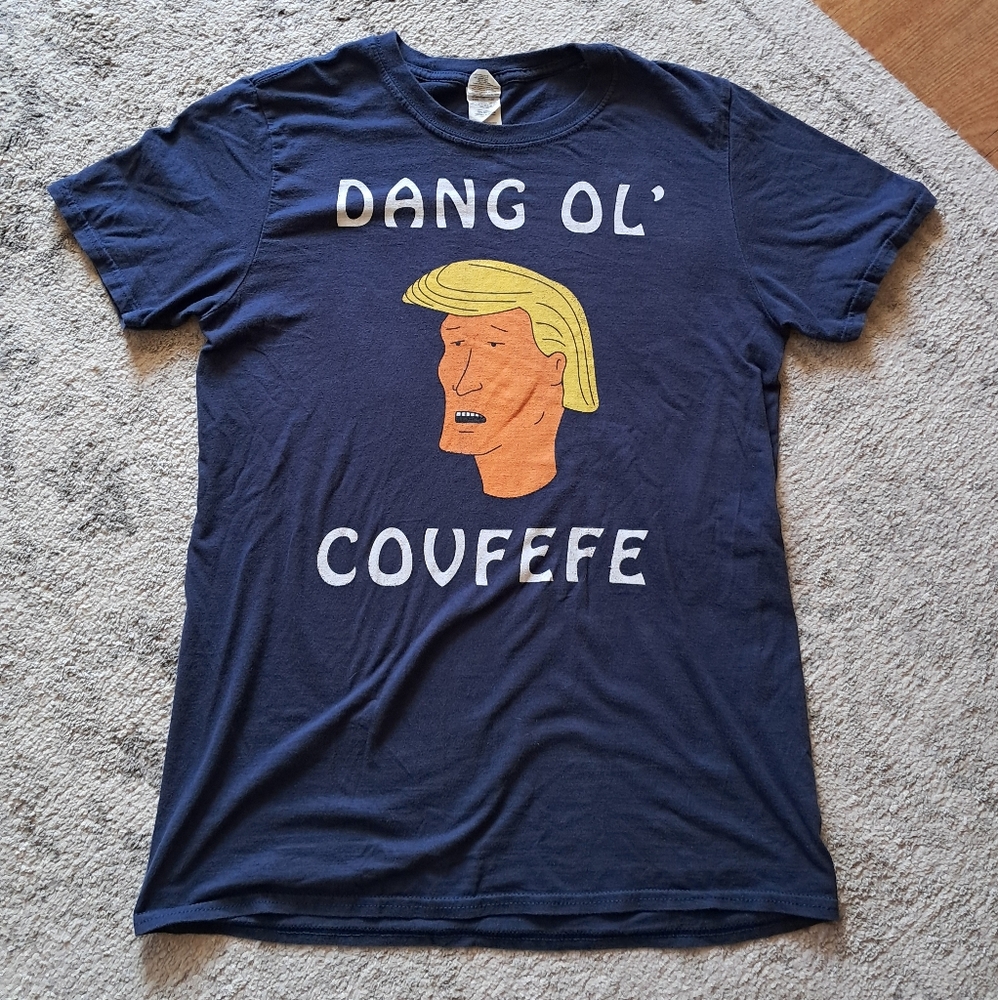King Of The Hill Boomhauer Dang Ol Covfefe Graphic Tee Shirt Medium Navy